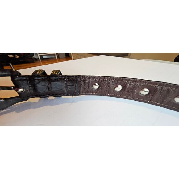 Crocodile Belt, Genuine Véritable Crocodile Leather 30 In, Silver Conchos/Buckle